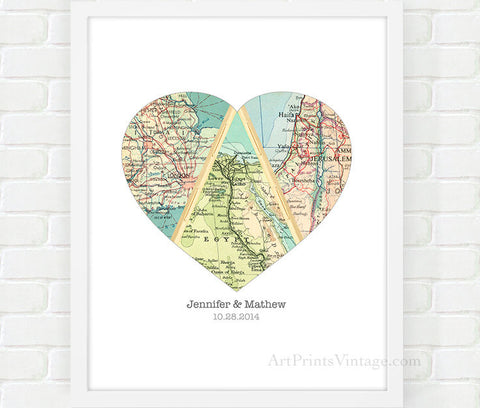 Unique birthday gift for Mom, personalized gift with map art