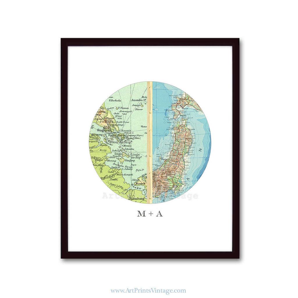 Personalized Map Wedding Gift or Anniversary Gift - Custom Map Art Pri ...
