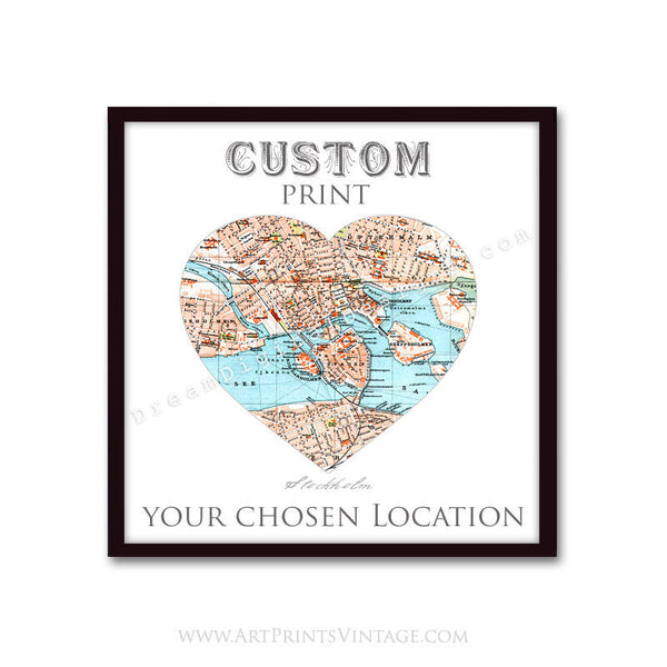 Custom Heart Map Custom Heart Maps great for First Anniversary Gift, Paper Anniversary ...